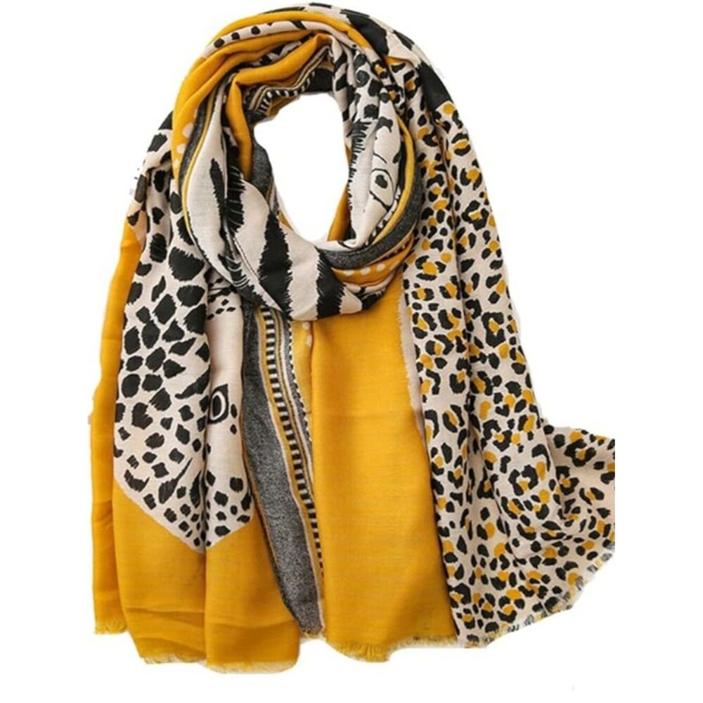 Black, Yellow and White Animal Print Scarf